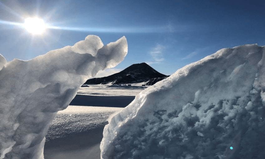 Ice and Mt Erebus, Antarctica