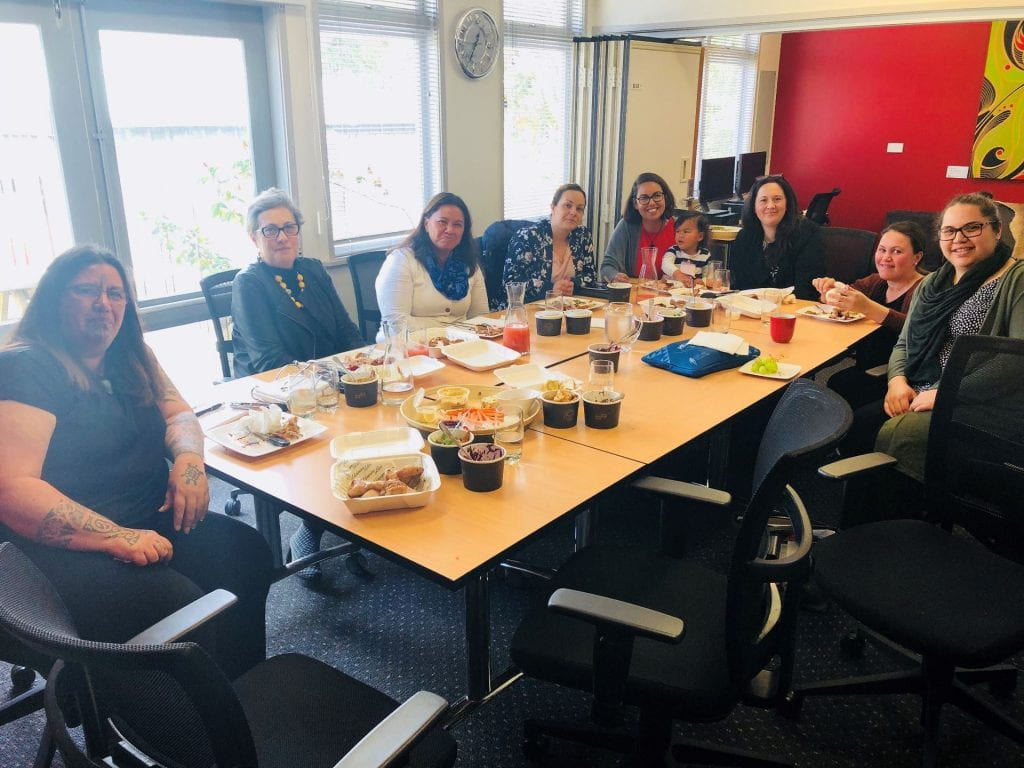 Members of the Te Kotahi Research Insititute at their meeting with Juilet. 