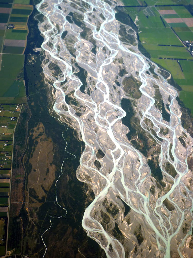A braided river as seen from above