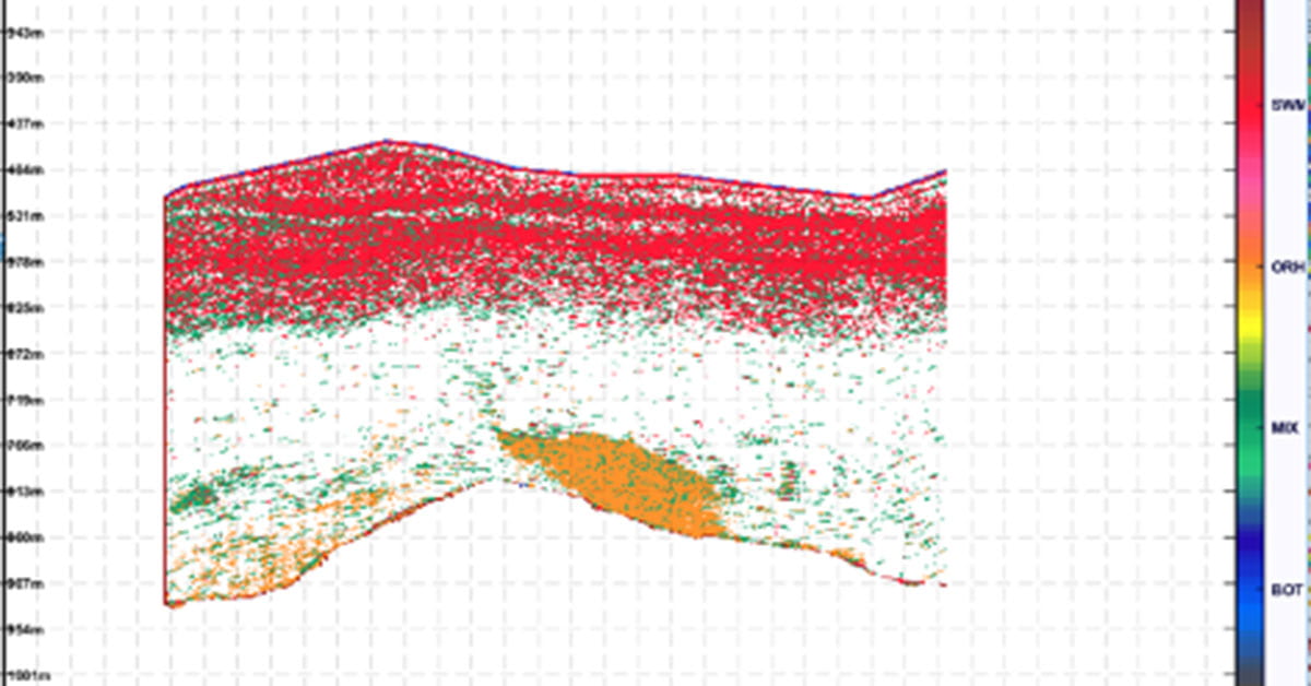 Acoustic data showing an aggregation of orange roughy on the Chatham Rise