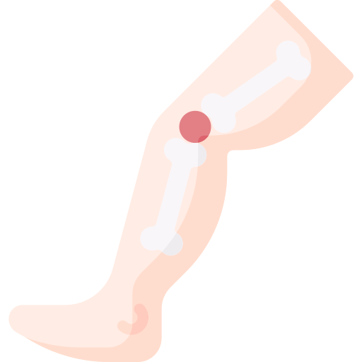 Icon of cartoon bones inside leg